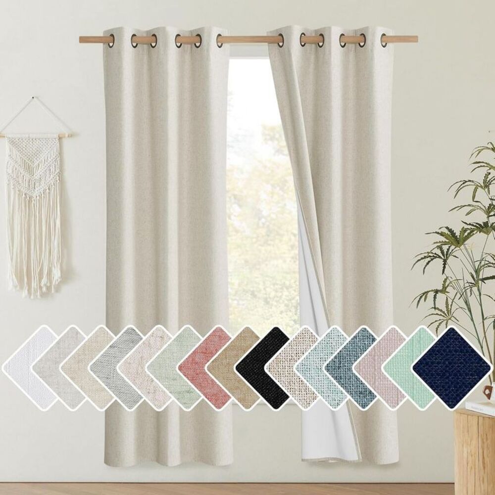 NICETOWN -  Blackout Noise Reducing Curtains, Linen T Beige